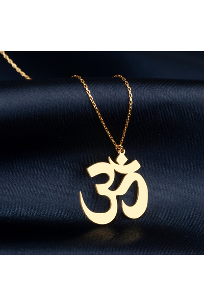 DIZY SILVER Om Sembolü Kolye • Spiritüel Takı • 925 Ayar Gümüş • Altın Kaplama • Meditasyon Hediyesi
