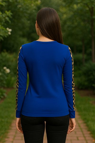 Birol Triko Body de damă Saks Blue Leopard Garnished Lycra