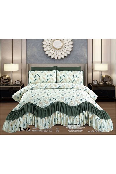 CHIRASO CHIRASO Bedspread Set, Finet Microfiber, Ruffles, 3 Pieces, 220x270cm, 2 Pillowcases 50x70+5cm