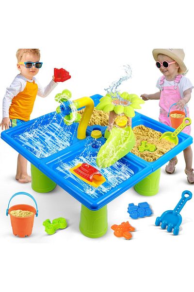 Yelajoy 4-IN-1 Water Table,with Ramp and Water Windmill,Providing Fun for Kids in The Hot Summer