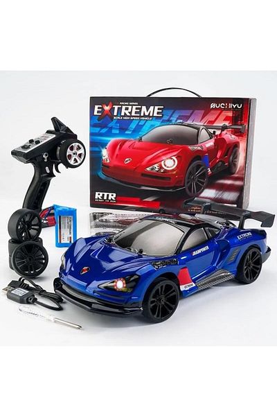 Generic MZtoyz - 1:16 Drift Cars 4WD High Speed LED Lights a Set of Drifting tyres Blue