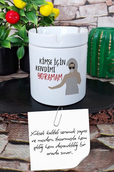 qoeuyl boutique I Don'T Laugh at Anyone Gift Fun Printed Ceramic Lid Odorless Ashtray
