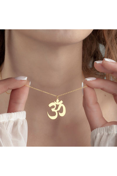 DIZY SILVER Om Sembolü Kolye • Spiritüel Takı • 925 Ayar Gümüş • Altın Kaplama • Meditasyon Hediyesi
