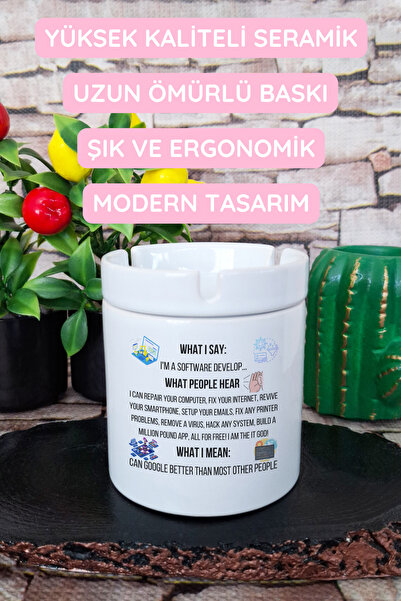 qoeuyl boutique Κατασκευαστής λογισμικού Μηχανικός Αναπτυξτής λογισμικού Διασκεδαστικό δώρο Τυπωμένο κεραμικό καπάκι άοσμο τασάκι