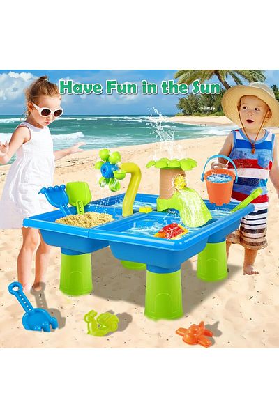 Yelajoy 4-IN-1 Water Table,with Ramp and Water Windmill,Providing Fun for Kids in The Hot Summer