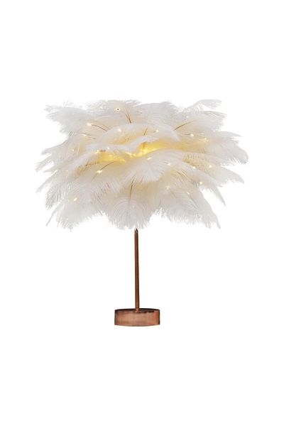 Kardett Ostrich feather lamp, LED lamp - decorative tree 35 cm, USB