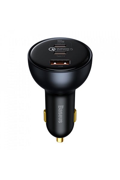 Baseus Car Charger 2xType-C, USB, Type-C Cable, (TZCCZM-0G) - Black