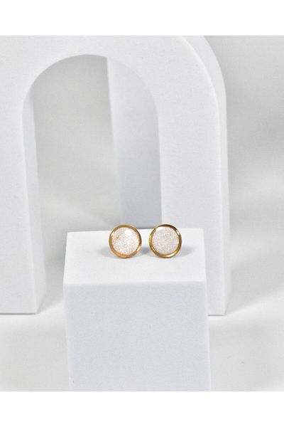 NARRU Handmade NARRU earrings, round, 1.2 mm, white and gold, Koralia