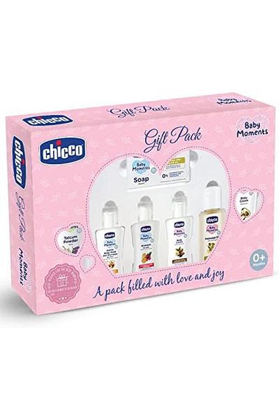Chicco Baby Moments Caring Gift Pack Pink, Ideal Baby Gift Sets for Baby Shower, Newborn Gifting, Ne