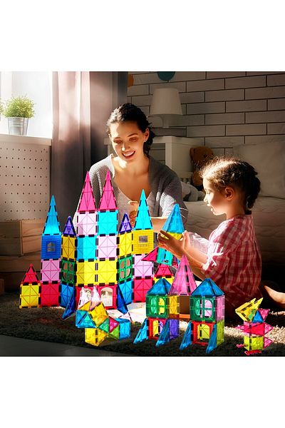 Magnetic Set of 130 magnetic educational and creative building pieces for children, SOLTOY® Magnetic Construct