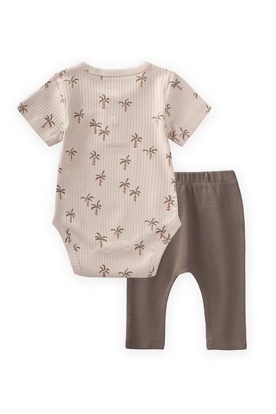 Cigit Patterned Bodysuit Set 0-3 Years Palm Pattern