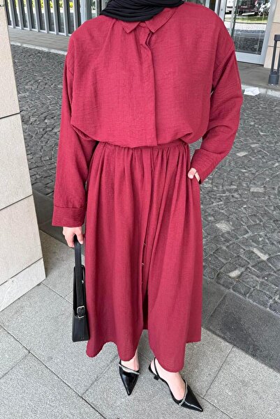 lamelif Pera Linen Skirt Suit Burgundy