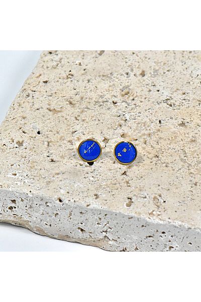 NARRU Handmade NARRU earrings, round, 1.2 mm, Electric blue and gold, Koralia