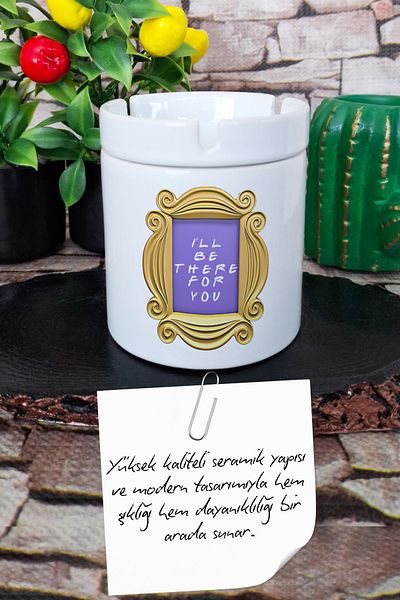 qoeuyl boutique Friends I'Ll Be There for You Printed Ceramic Lid Odorless Ashtray