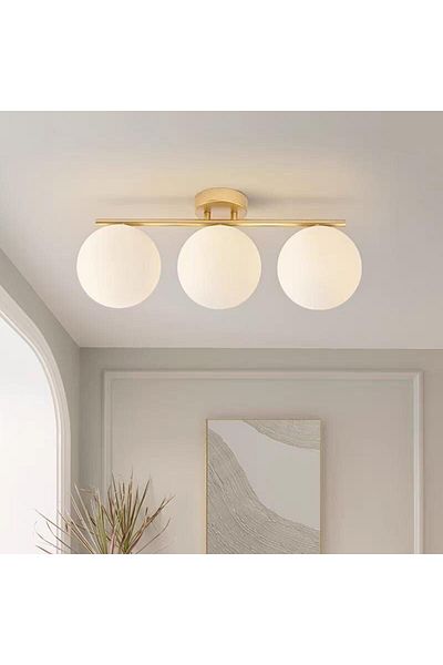 OEM Gold Chandelier with White Globe Moderna E27x3