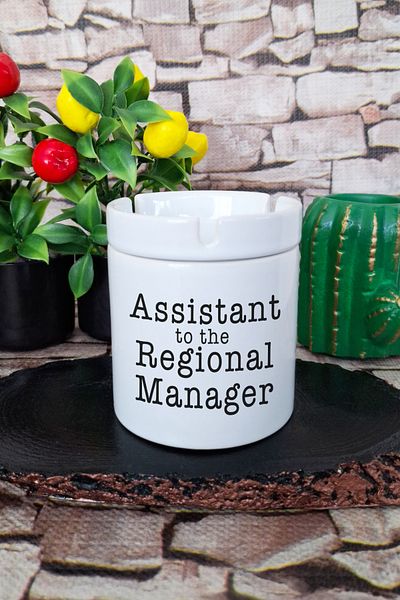 qoeuyl boutique Assistant to the Regional Manager Dwight Schrute the Office Printed Ceramic Lid Odorless Ashtray