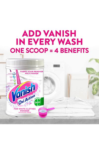 Vanish Laundry Stain Remover Oxi Action Powder for Whites, 900g x3