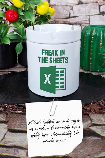 qoeuyl boutique Freak in the Sheets Accounting Excel Gift Printed Ceramic Lid Odorless Ashtray