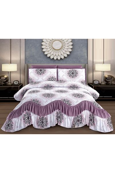 CHIRASO CHIRASO Bedspread Set, Finet Microfiber, Ruffles, 3 Pieces, 220x270cm, 2 Pillowcases 50x70+5cm