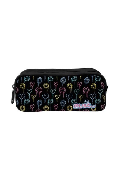 MUST Pencil case, Must, 2 compartments, 21x6x9cm, heart design