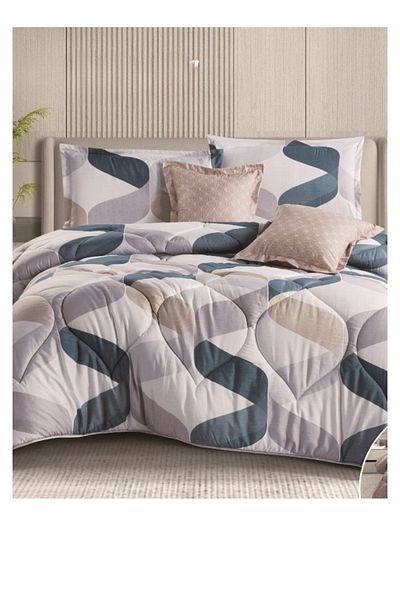 smart home Double-sided comforter set, 6-piece bedspread, 6-piece comforter with filling, 100% microfiber