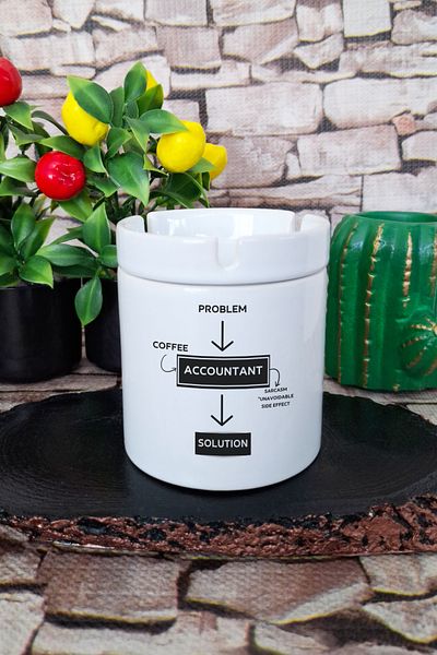 qoeuyl boutique Accountant Financial Consultant Accountant Fun Gift Printed Ceramic Lid Odorless Ashtray