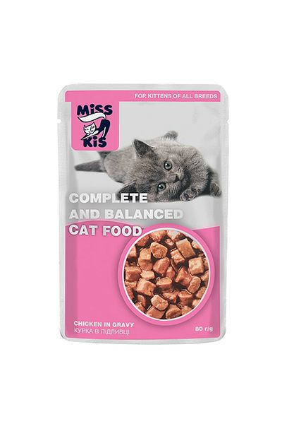 OEM Wet cat food with chicken, Junior, Miss Kis, 80 gr