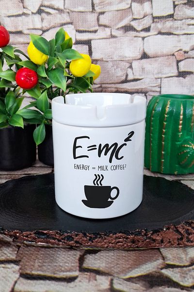 qoeuyl boutique E=mc2 Διασκεδαστικό δώρο μαθητή χημείας Τυπωμένο κεραμικό καπάκι άοσμο τασάκι