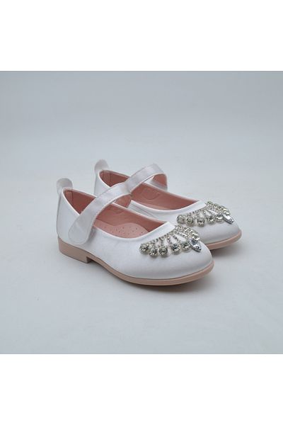 Arçın Shoes Girl's Satin Stone Detailed Ballerina Shoes - Comfortable and Stylish Design