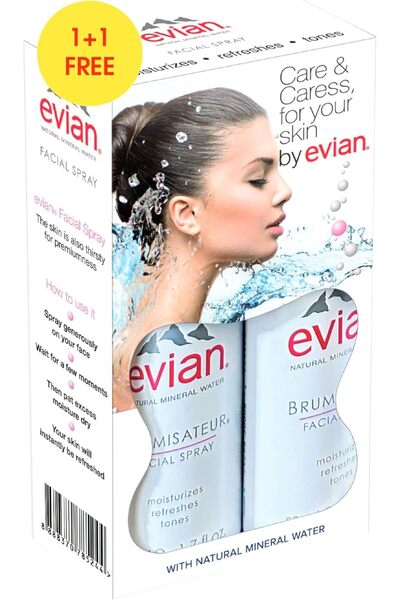 Evian بروميساتور - بخاخ ترطيب الوجه 2 × 50 مل 1+1 مجانًا