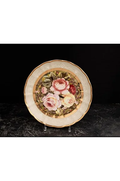 TOHFAT-AL MAIDAH Medium fruit plate with golden roses