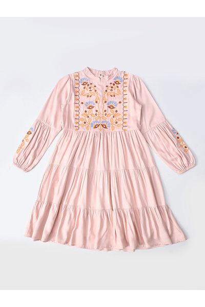 Bella Moda By Styli Embroidered Tiered Knee-Length Dress