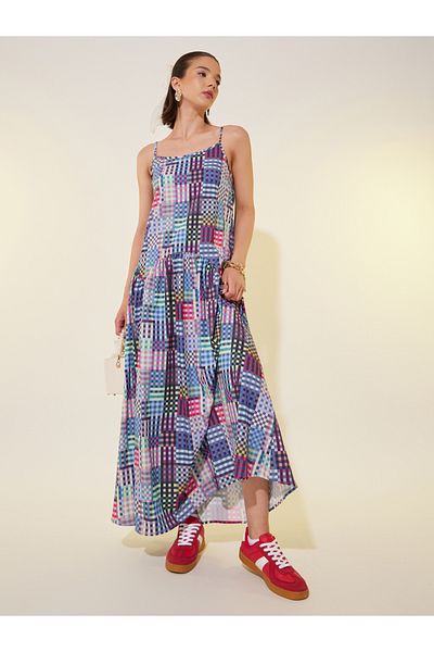Styli All-Over Printed Strappy Maxi Dress