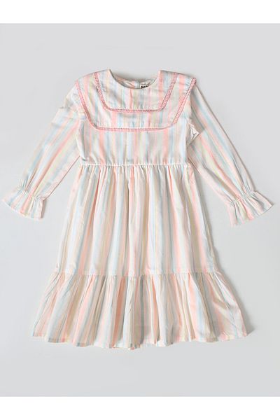 Bella Moda By Styli Striped Tiered Knee-Length Dress