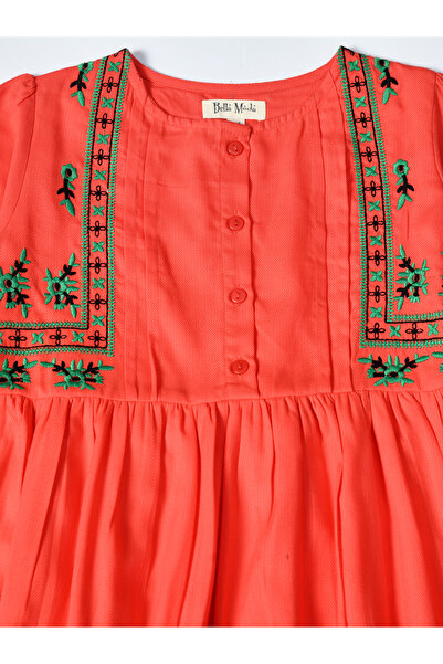 Bella Moda By Styli Embroidered Balloon Sleeves Knee-Length Dress