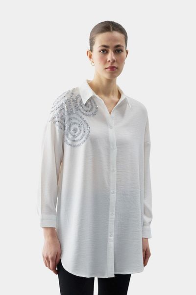 Esswaap Sequin Patterned Tunic Ecru