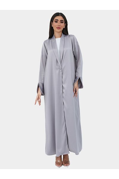 Elena by DStyle Satin Collar Double Sided A-Line Abaya