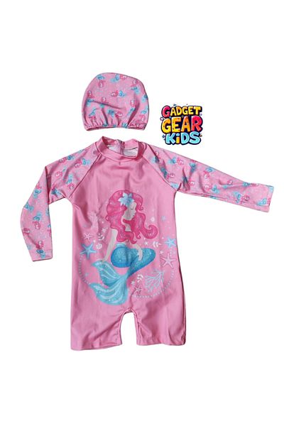 Gadget Gear Girl's Swimsuit with Uv Protection Bonnet Set
