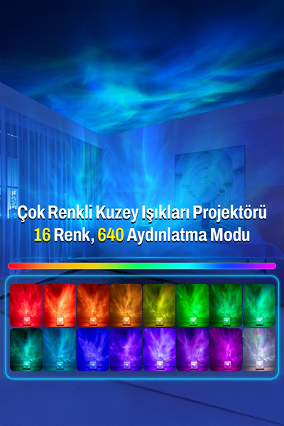 DEMPOWER Uzaktan Kumandalı 16 Işık Modlu Okyanus Dalgası Efektli Gece Lambası