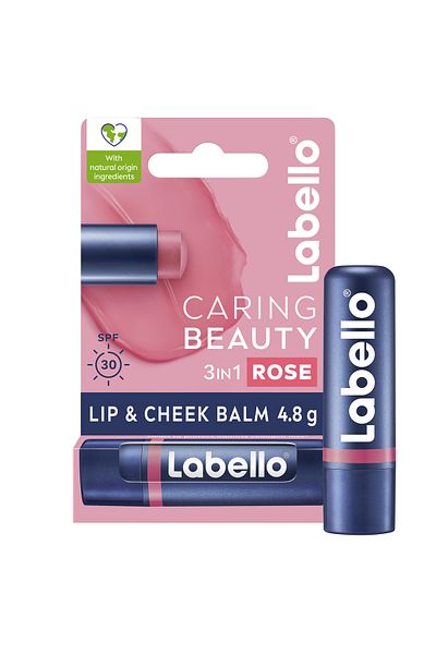 LABELLO Lip Caring Beauty Rose Color Lip and Cheek Balm SPF 30 Tint, 4.8g
