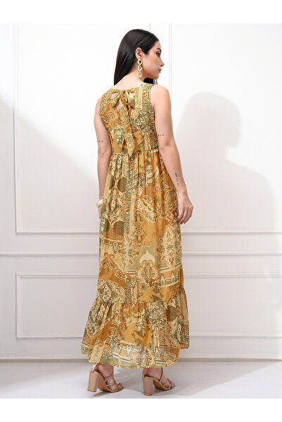 Vishudh By Styli Women All-Over Printed V Neck A-Line Maxi Dress