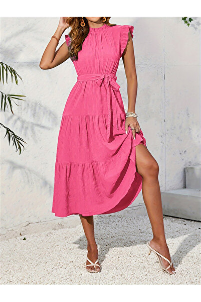 Take Two By Styli Ruffled Detail Sleeveless Tiered Midi Dress