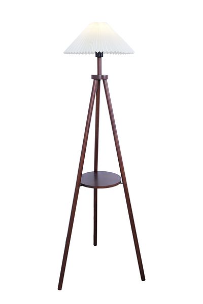 sharpdo Tripod Wooden Storage Floor Lamp, 3-Color Adjustment, Foot Switch, Coffee Table Storage