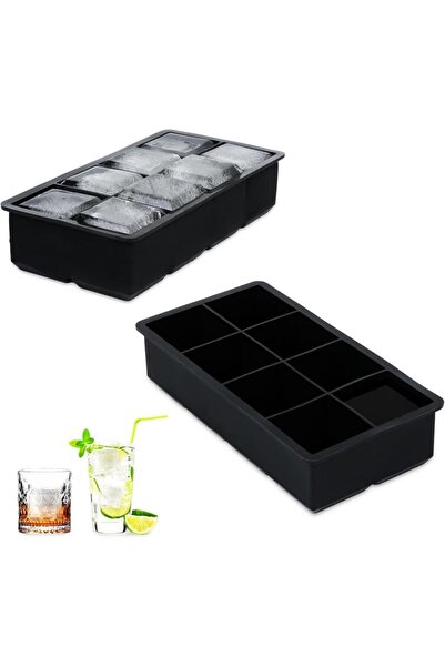 Globy Silikon Dikdörtgen Buz Kalıbı 8’li Siyah