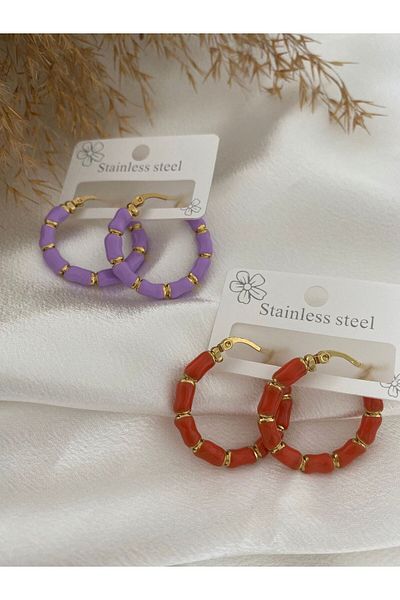 stainless steell Colorful ring steel earrings