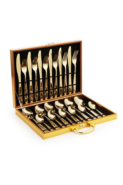 Sunhome 24-Piece Stainless Steel Cutlery Set Gold
