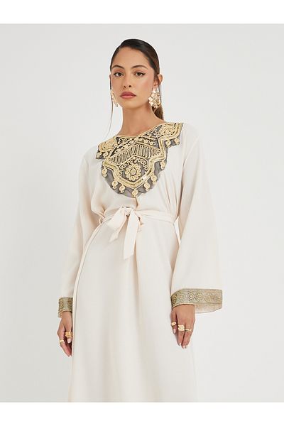 Styli Embroidered Round Neck A-Line Jalabiya