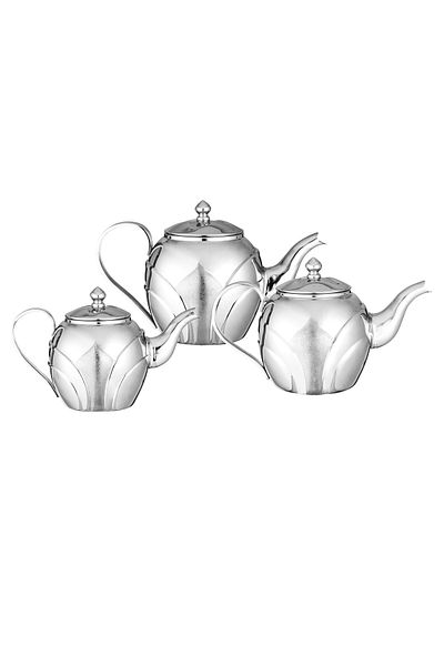 ALSAIF Excellence Teapot Set 3 Pieces Made of High Quality Stainless Steel with Side Handle (1200-900-700) mm