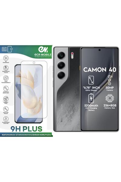 Ecr Mobile Tecno Camon 40 ile Uyumlu MAT Esnek Nano Kırılmayan Ekran Koruyucu