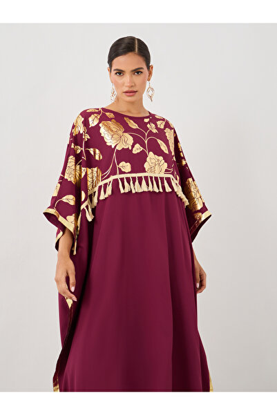 Keenly By Styli Women Floral Print Tassel Detail Maxi Kaftan